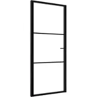 vidaXL Innenür 102,5x201,5 cm ESG -Glas und Aluminiumschwarz