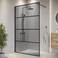 Badplaats Parete Doccia Essos 120 x 200 cm – Nero – Doccia Walk-In 8 mm Vetro Fumé