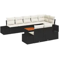 vidaXL Set da giardino composto da 9 pezzi, colore nero, in rattan sintetico