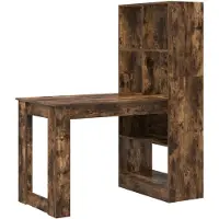 vidaXL Scrivania , legno impiallacciato in rovere affumicato, 122 x 67 x 145 cm
