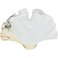 Kare Vaso Ginkgo Elegance, altezza 18 cm, gres, bianco, oro