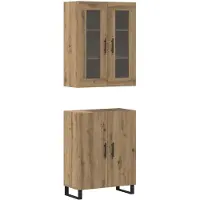 vidaXL Mobiletti pensili, 2 pezzi, effetto legno artigianale "Quercia", 69,5 x 34 x 180 cm, materiale composito in legno