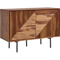 FineBuy Credenza in legno massiccio di Sheesham da 100 cm con 2 ante - Cassettiera in legno massiccio retrò con gambe nere - Credenza di design naturale - Realizzata a mano Industriale