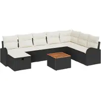 vidaXL Set di divani da giardino con cuscini 9 pezzi in Poly-Rattan nero
