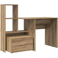 vidaXL Scrivania , impiallacciata in legno effetto quercia, 131,5 x 50 x 106,5 cm