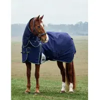 WeatherBeeta Coperta da paddock , taglia 150 - Comfitec Plus Dynamic Turnout, modello con chiusura al collo, peso 0g - Blu navy/Verde bosco