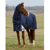 WeatherBeeta Coperta da paddock , taglia 145 - Comfitec Ultra Turnout, modello con collo removibile, 220 grammi - Blu navy