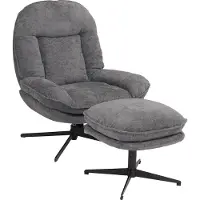Mendler Poltrona reclinabile con sgabello MCW-P32, poltrona TV con sospensione nosag, girevole in metallo tessuto/tessuto ciniglia (370 g/m²) ~ grigio