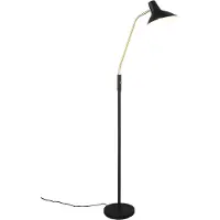 TRIO Lampada da terra classica in ottone nero opaco braccio di lettura regolabile per soggiorno camera da letto 145 cm 1xE27 10W TRAVELLER