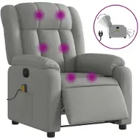 vidaXL Poltrona massaggiante elettrica in tessuto grigio chiaro