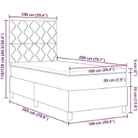 vidaXL Letto a molle con testiera blu 100 x 200 cm in tessuto