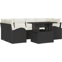 vidaXL Set da giardino composto da 7 pezzi, colore nero, in rattan sintetico