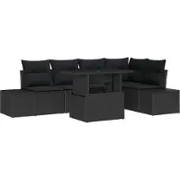 vidaXL Set da giardino composto da 6 pezzi, divano, colore nero, realizzato in rattan sintetico