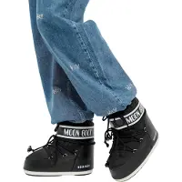 Moon Boot per donna. 80D1409340 Stivali bassi in nylon neri con icona (39/41), Nero, Basso, Nessuno, Casual, Neve