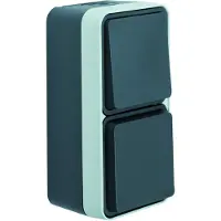 Hager 47803515 Interruttore combinato + presa di corrente con contatto di terra IP55 montaggio esterno grigio/grigio chiaro opaco W.1 con coperchio a cerniera montaggio verticale