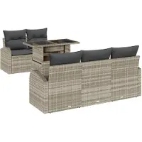 vidaXL Set di divani da giardino , 6 pezzi, color grigio chiaro, in rattan sintetico