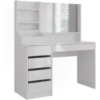 Vicco Tavolo da toeletta Sherry Bianco/Bianco lucido 119.8 cm con specchio, Model 57610