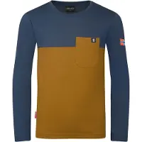 TROLLKIDS Kid's Bergen Longsleeve Maglia a manica lunga Bambini (98, blu/marrone)