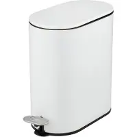 Wenko Secchio per cosmetici Mod Collungo indipendente Secchio con pedale bianco 5 litri Chiusura automatica in metallo Acciaio Plastica 14 x 28,5 x 29,5 cm Bianco Nero