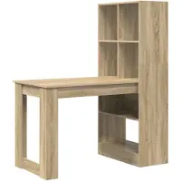 vidaXL Scrivania , impiallacciata in legno effetto noce Sonoma, realizzata in materiale composito, dimensioni 122 x 67 x 145 cm
