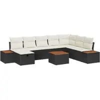 vidaXL Set di divani da giardino con cuscini 9 pezzi in Poly-Rattan nero