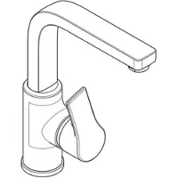 Kludi ZENTA SL Mitigeur monocommandé pour lavabo, hauteur de bec 220mm, pivotant, sans garniture d'écoulement, chrome, 480280565, 480280565