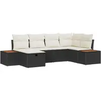 vidaXL Set di divani da giardino con cuscini 6 pezzi in polirattan nero