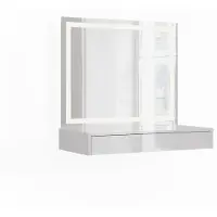 Vicco Tavolo da toeletta Sherry Bianco/Bianco lucido 80 cm con specchio a LED, Model 57732