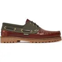 Barbour per uomo. MFO0795 Scarpe da barca in pelle marrone e verde Deck Boat (42), Basso, Stringhe, Casual