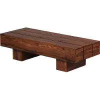 FineBuy Tavolino rettangolare in legno massiccio di sheesham 120 cm - Tavolo da salotto quadrato in design a blocchi | Tavolo moderno in legno fatto a mano
