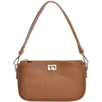 Anna Luchini Borsa A Mano In Pelle cognac — Borsa a mano
