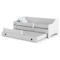 Kobi Meble s. c. Letto per bambini ERIC 80 x 160 cm, letto matrimoniale con due materassi e cassetto, protezione anticaduta e rete a doghe in colore: bianco