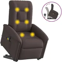 vidaXL Poltrona per massaggi con ausilio per la posizione eretta in tessuto marrone scuro