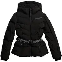 Superdry per donna. WS110178A Giacca da sci Luxe con cintura nera (XS), Nero, Casual, Sportivo, Poliestere, Neve