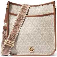 Michael Kors Leather Messenger Bag With Logo Strap In Vanilla Taglia: OS | Borse a tracolla Outlet | Donna | Bianco
