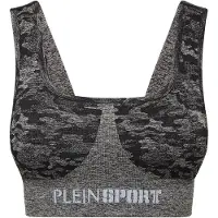 Plein sport Top sportivo cropped in jersey con stampa camouflage e spalline sottili