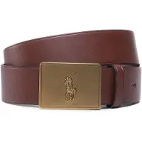 Ralph Lauren per uomo. 405691693002 Cintura in pelle con fibbia a piastra raffigurante un cavallo marrone (32), Casual