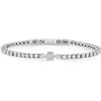 Philipp Plein Bracciale tennis Royal in acciaio con cristalli e logo inciso