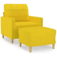 vidaXL Poltrona con sgabello giallo chiaro 60 cm in tessuto