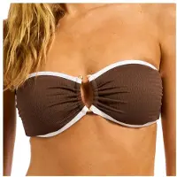 Seafolly Women's Beach Bound Ring Front Bandeau Parte superiore bikini Donna (32, bianco)