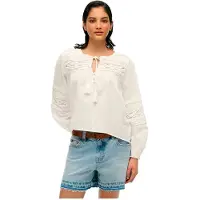 Superdry per donna. W6012022A Camicetta in pizzo bianco di Ibiza (S), Casual, Cotone, Manica lunga