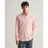 Gant per uomo. 3240060 Camicia Regular Fit in cotone e lino a righe rosa (XXL), Casual, Manica lunga