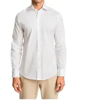 Hackett London per uomo. HM308677 Camicia stretch Pop Bc bianca (167), Casual, Cotone