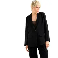 Armani Exchange per donna. XW000941AF10872UC001 Blazer a maniche lunghe con revers a lancia e bottone singolo casual tinta unita, nero (