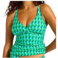 Seafolly Women's Sorrento Multifit Wrap Front Tankini Tankini Donna (34, variopinto)