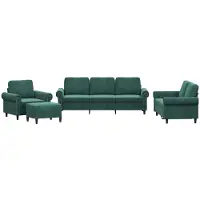 vidaXL Set di divani 4 pezzi con cuscini in velluto verde scuro