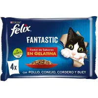 Purina Felix Fantastic Banchetto Di Carne 4x85g Snack Per Gatti 12 Unità