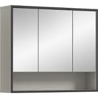 Ebuy24 Bagno spiegelkast 3 spiegeldeuren lichtgrijs, crèmekleurig.