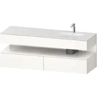 Duravit Collection One lavabo à encastrer avec meuble sous-vasque en console, 1600x550x600mm, niche blanc ultra-brillant, vasque à droite, QA4796022220000, QA4796022220000