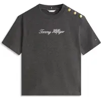 Tommy Hilfiger Gold-tone Button Logo Embroidery Relaxed T-shirt Grey Taglia: M | Maglie Sportivi Outlet | Donna | Grigio